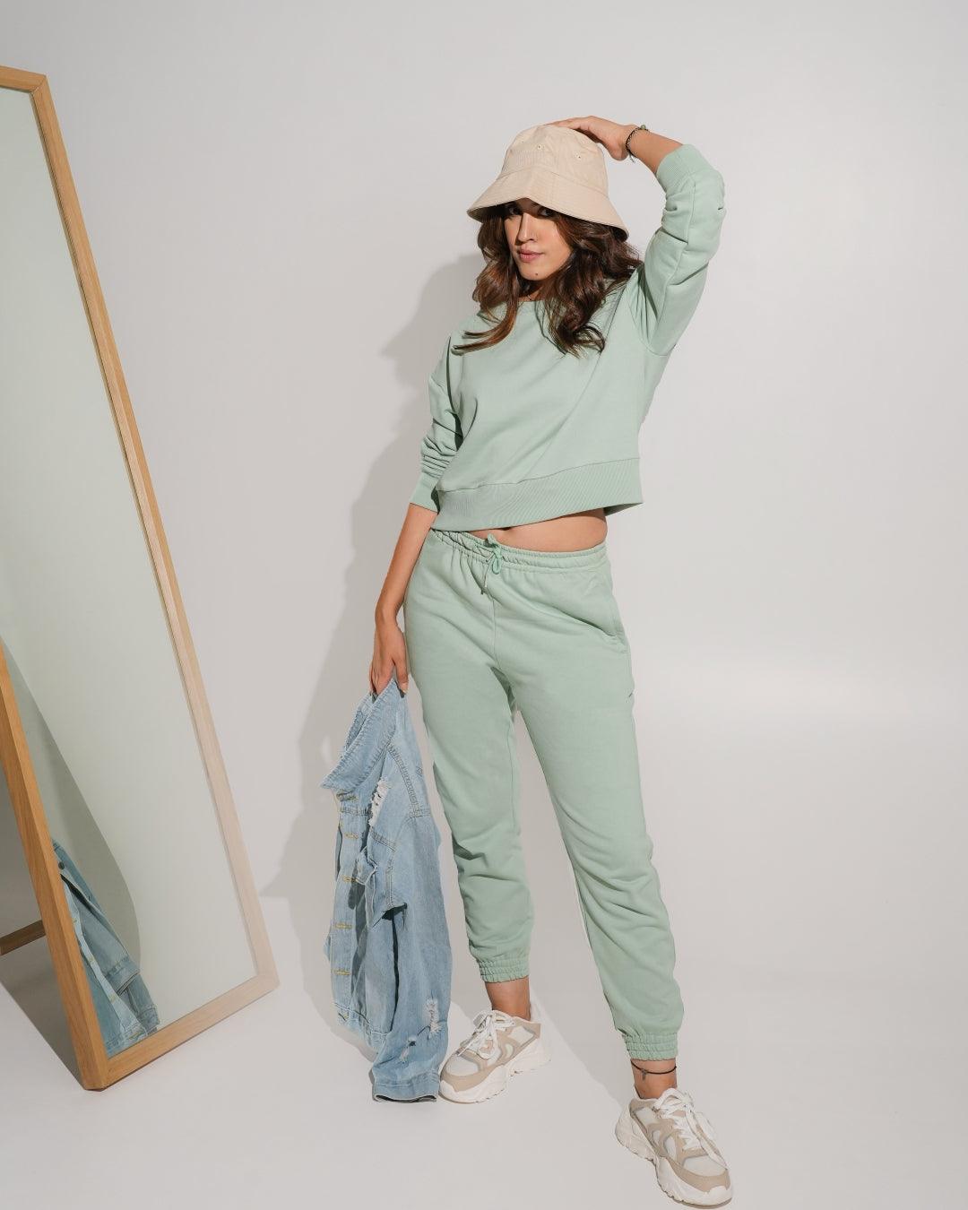 Aurora Set - Mint Knitted Oversized Joggers