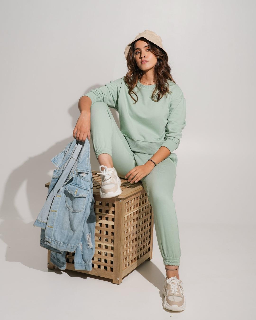 Aurora Set - Mint Knitted Oversized Joggers