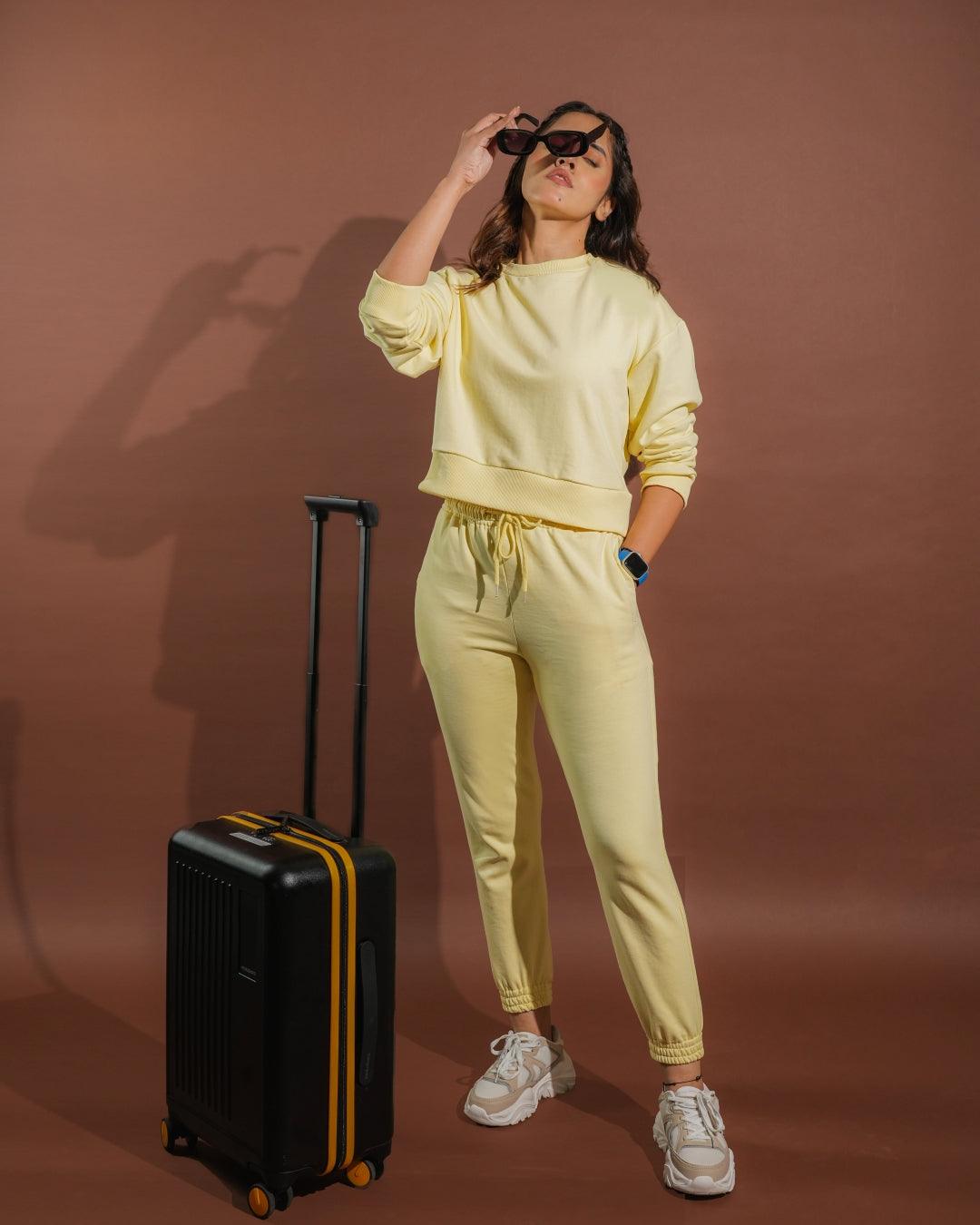 Flora Set - Yellow Knitted Oversized Jogger Set