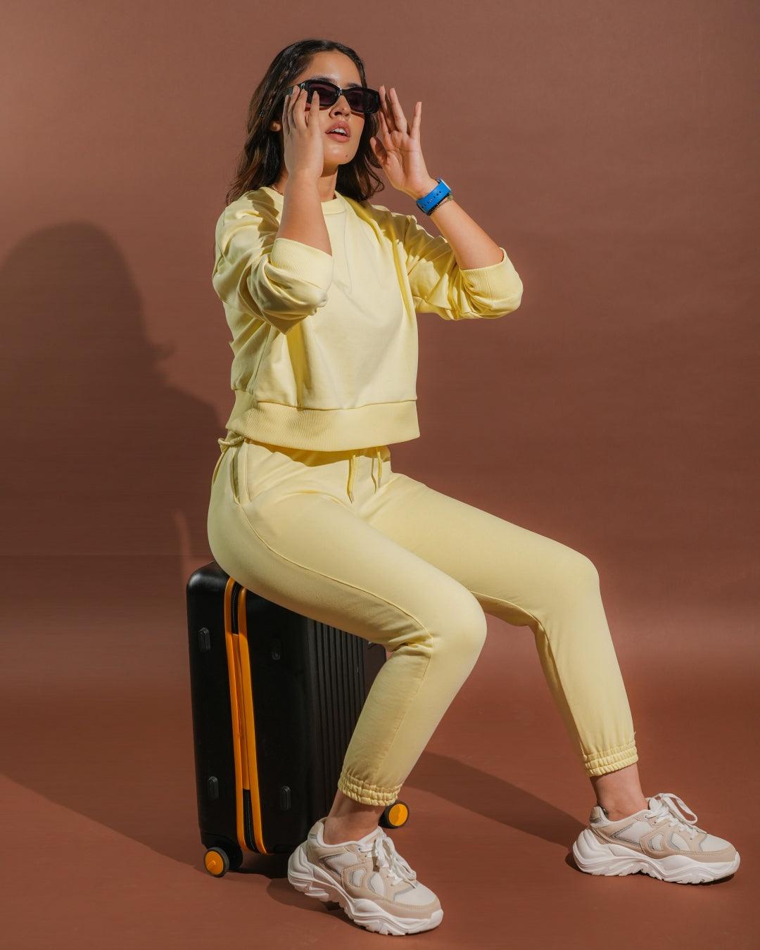 Flora Set - Yellow Knitted Oversized Jogger Set