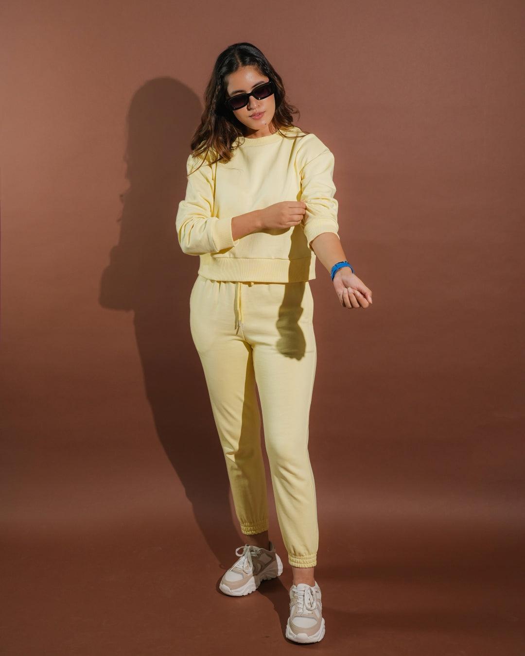 Flora Set - Yellow Knitted Oversized Jogger Set