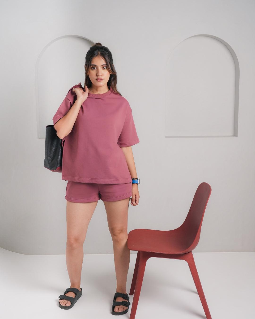 Azalea Set - Coral Knitted Oversized Co-ord