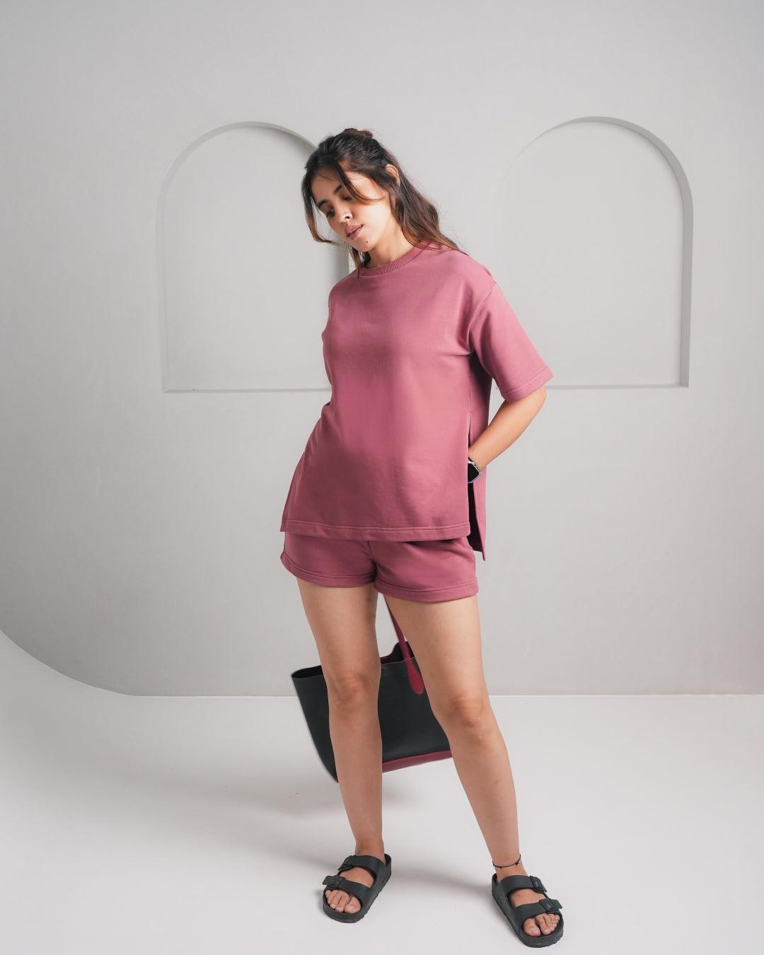 Azalea Set - Coral Knitted Oversized Co-ord