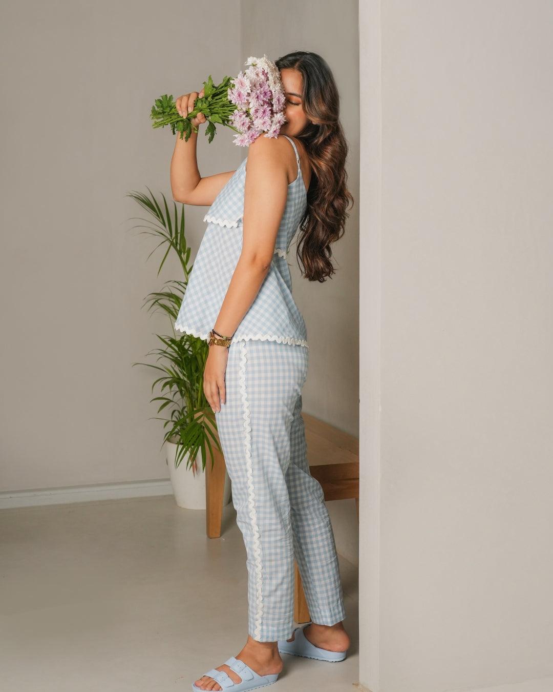 Dahlia Set - Blue & White Checkered Co-ord