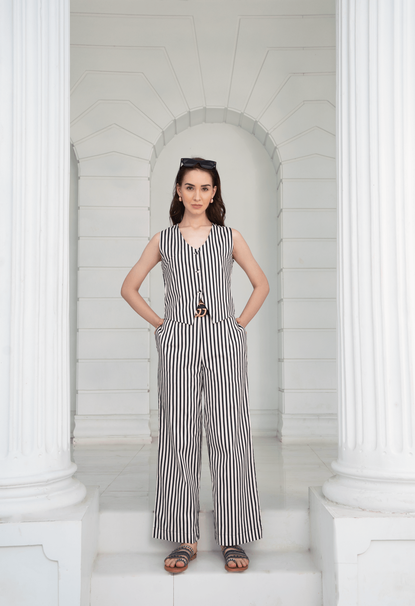 Astra Set – Printed Striped Waistcoat & Pant Co-ord