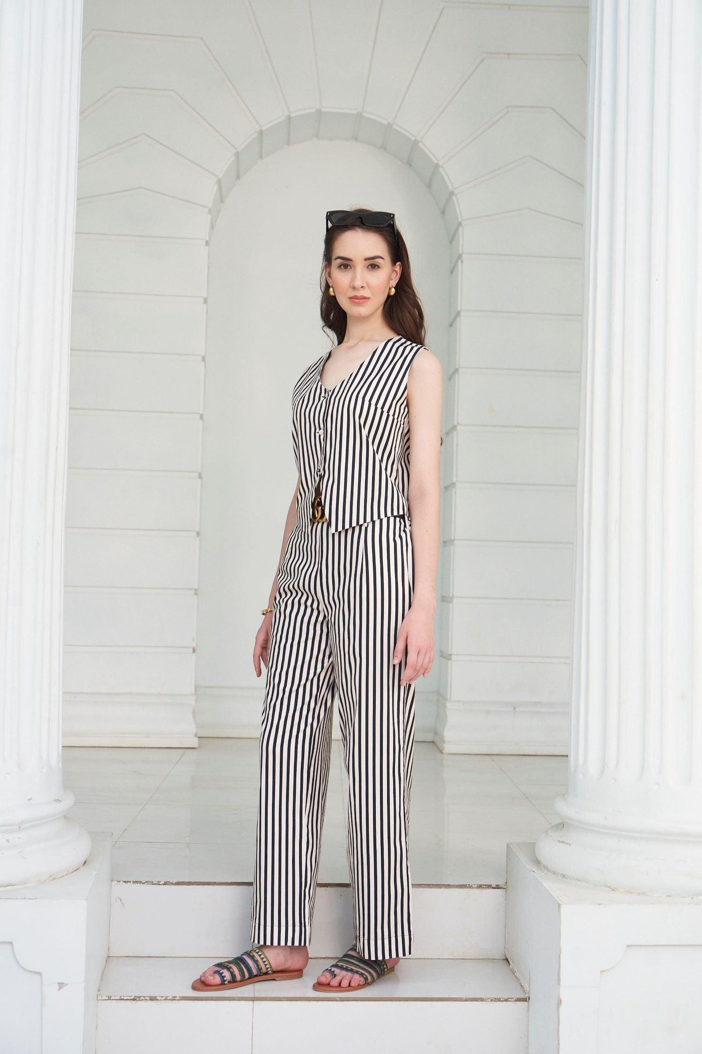 Astra Set – Printed Striped Waistcoat & Pant Co-ord
