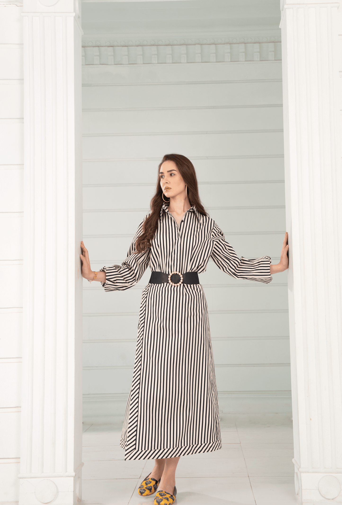 Aura Skirt - Printed Striped Wrap Skirt