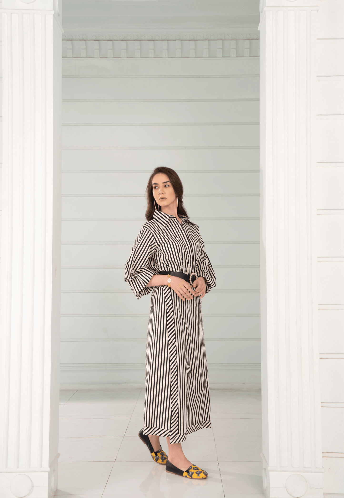 Aura Skirt - Printed Striped Wrap Skirt