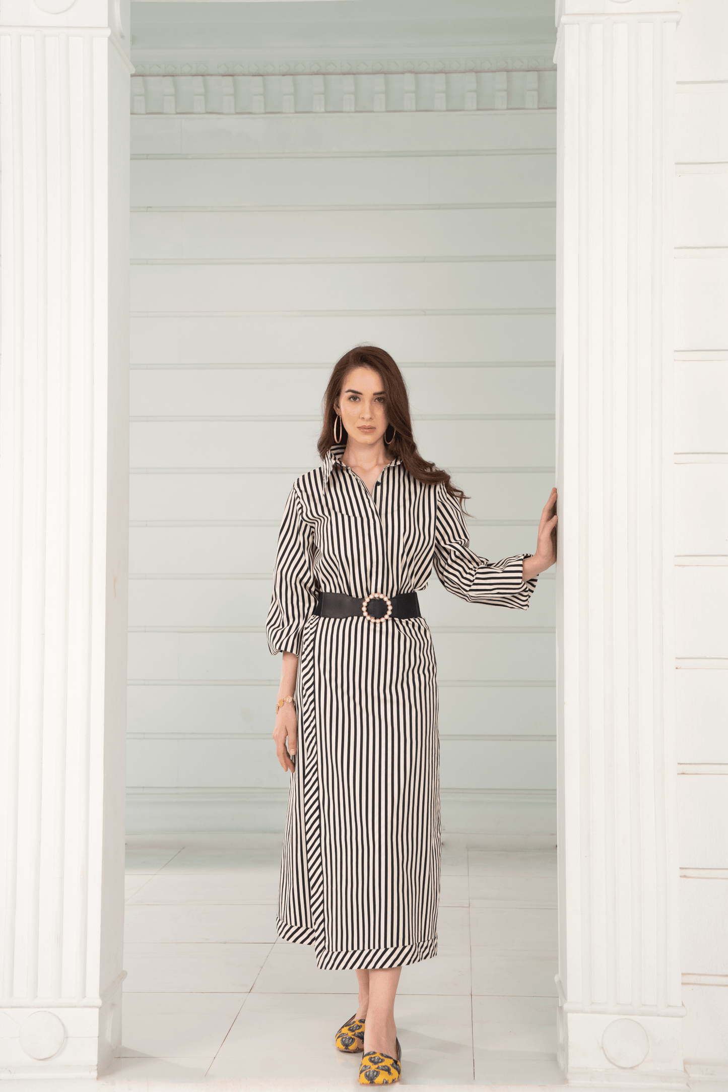 Aura Skirt - Printed Striped Wrap Skirt