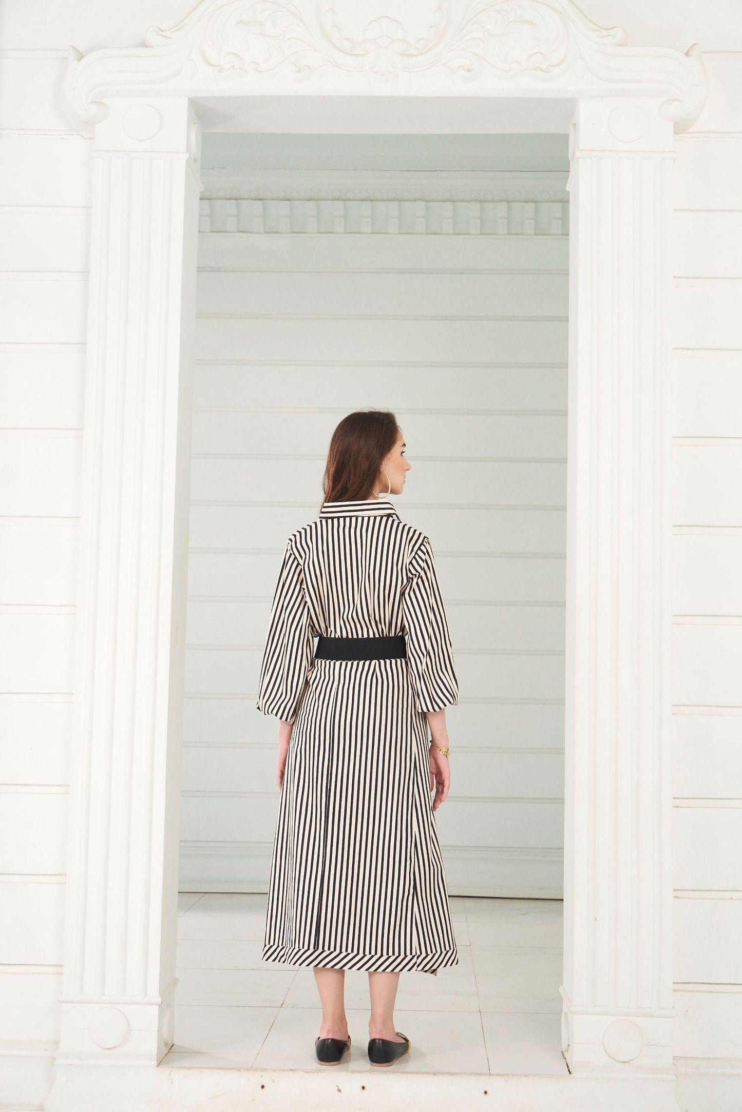 Aura Skirt - Printed Striped Wrap Skirt