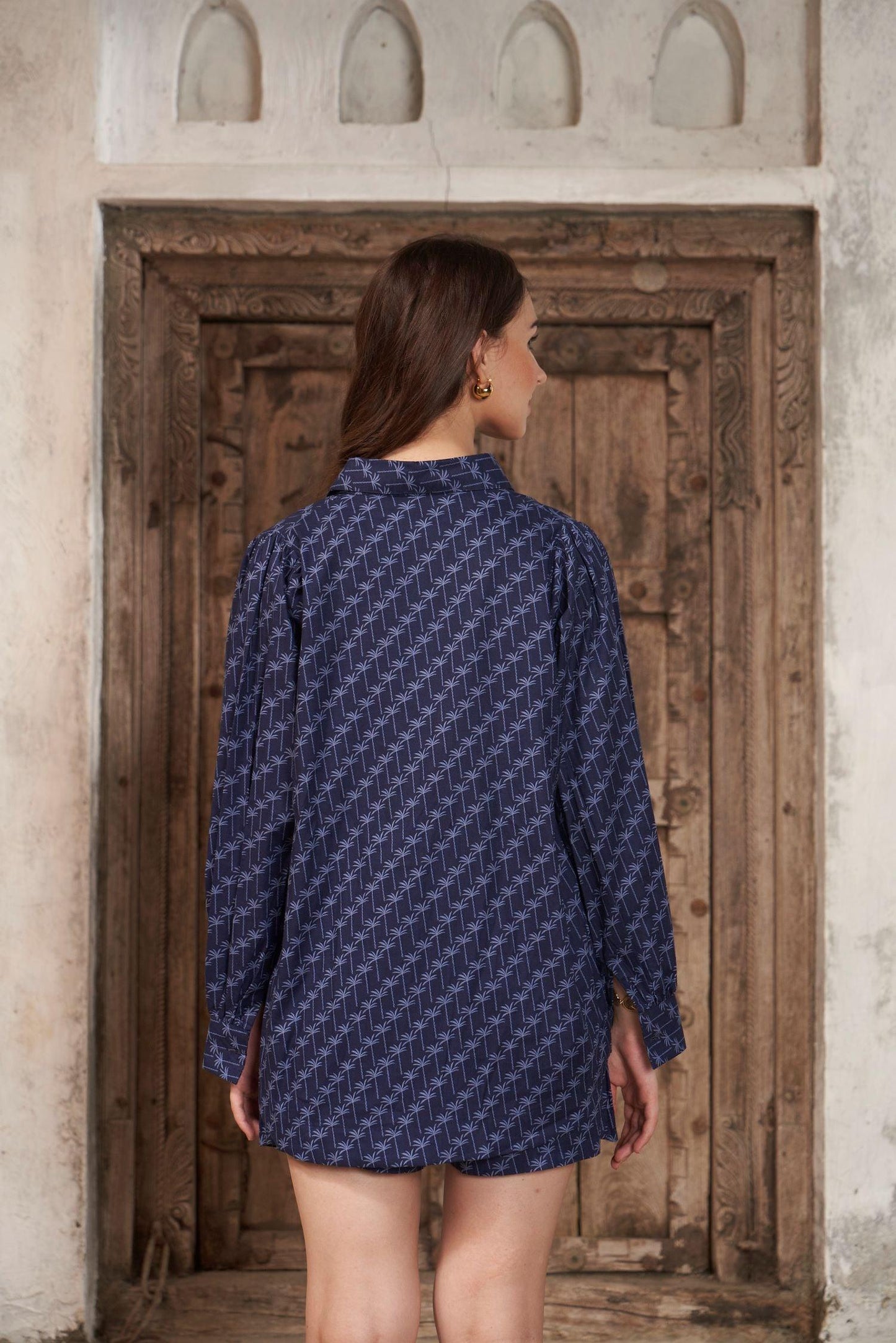 Mellow Set – Blue Printed Shirt & Skort Co-ord