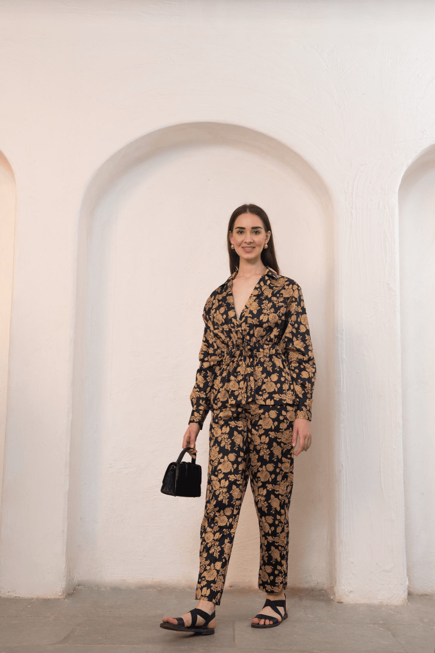 Amara Set – Printed Floral Belted Top & Pant Co-ord