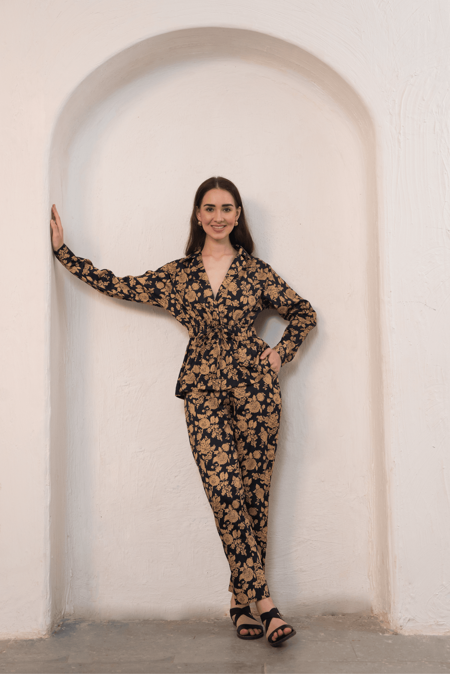 Amara Set – Printed Floral Belted Top & Pant Co-ord