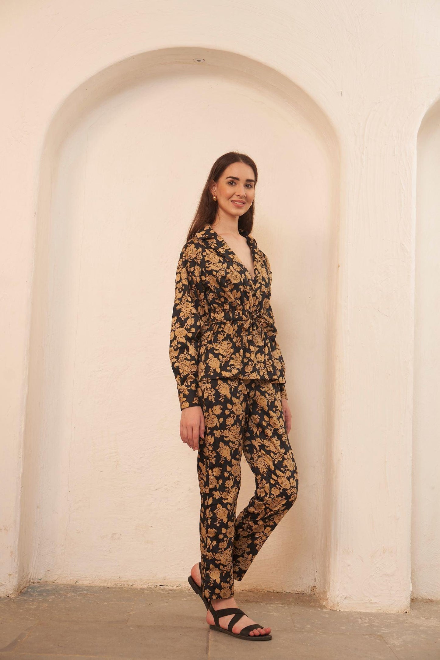 Amara Set – Printed Floral Belted Top & Pant Co-ord