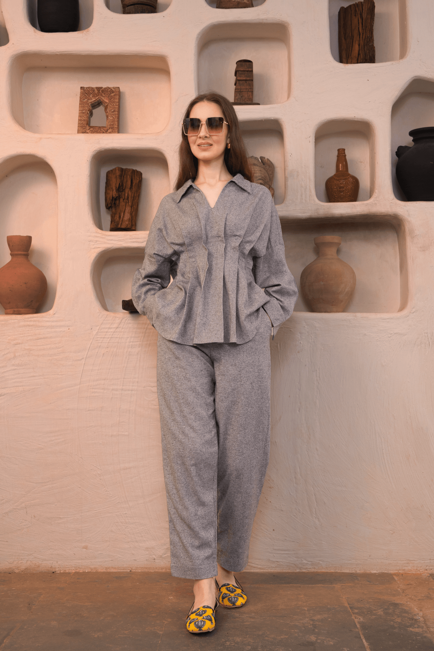 Vela Pant – Grey Cotton Flannel Pant