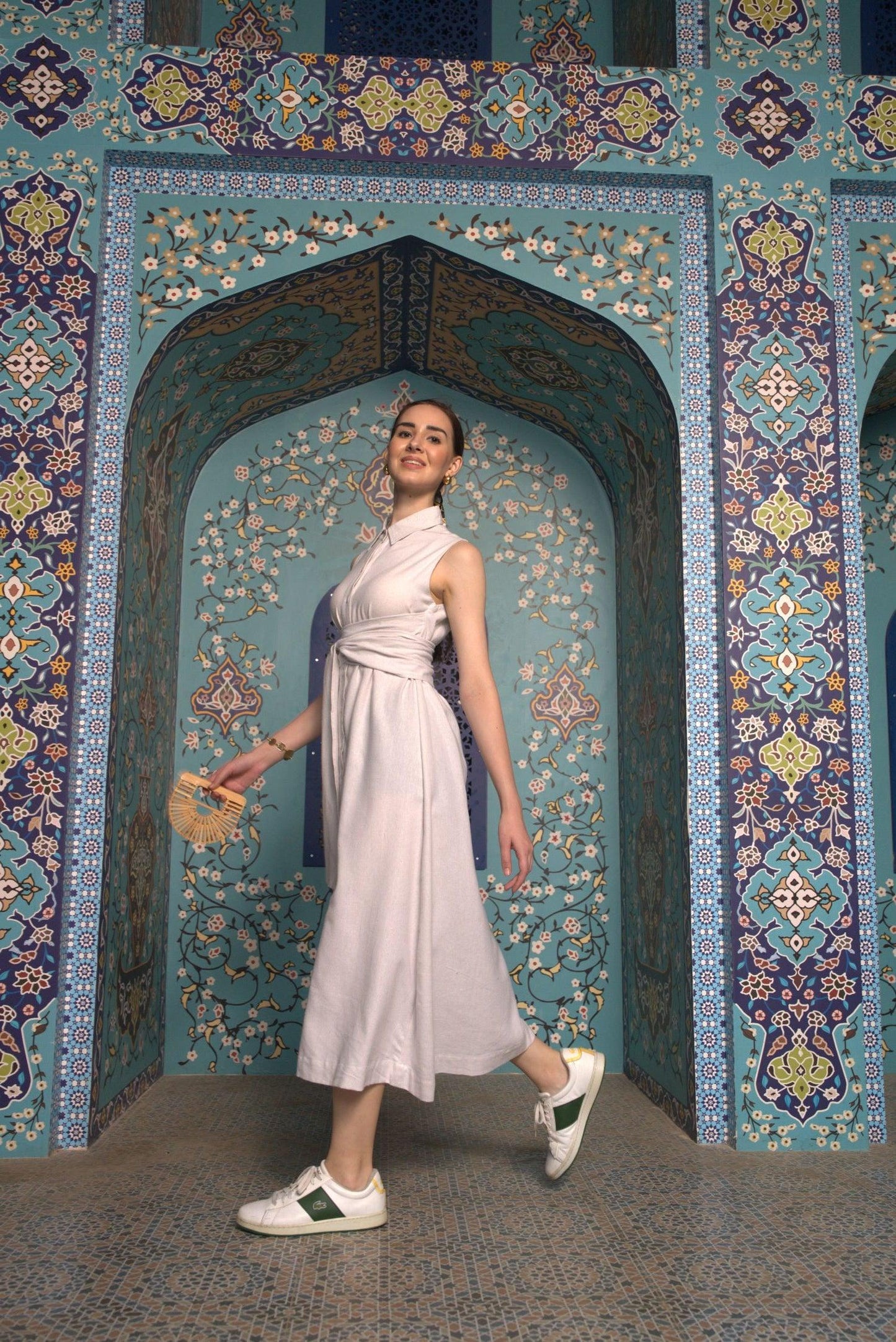 Solara Dress – White Sleeveless Cotton Midi
