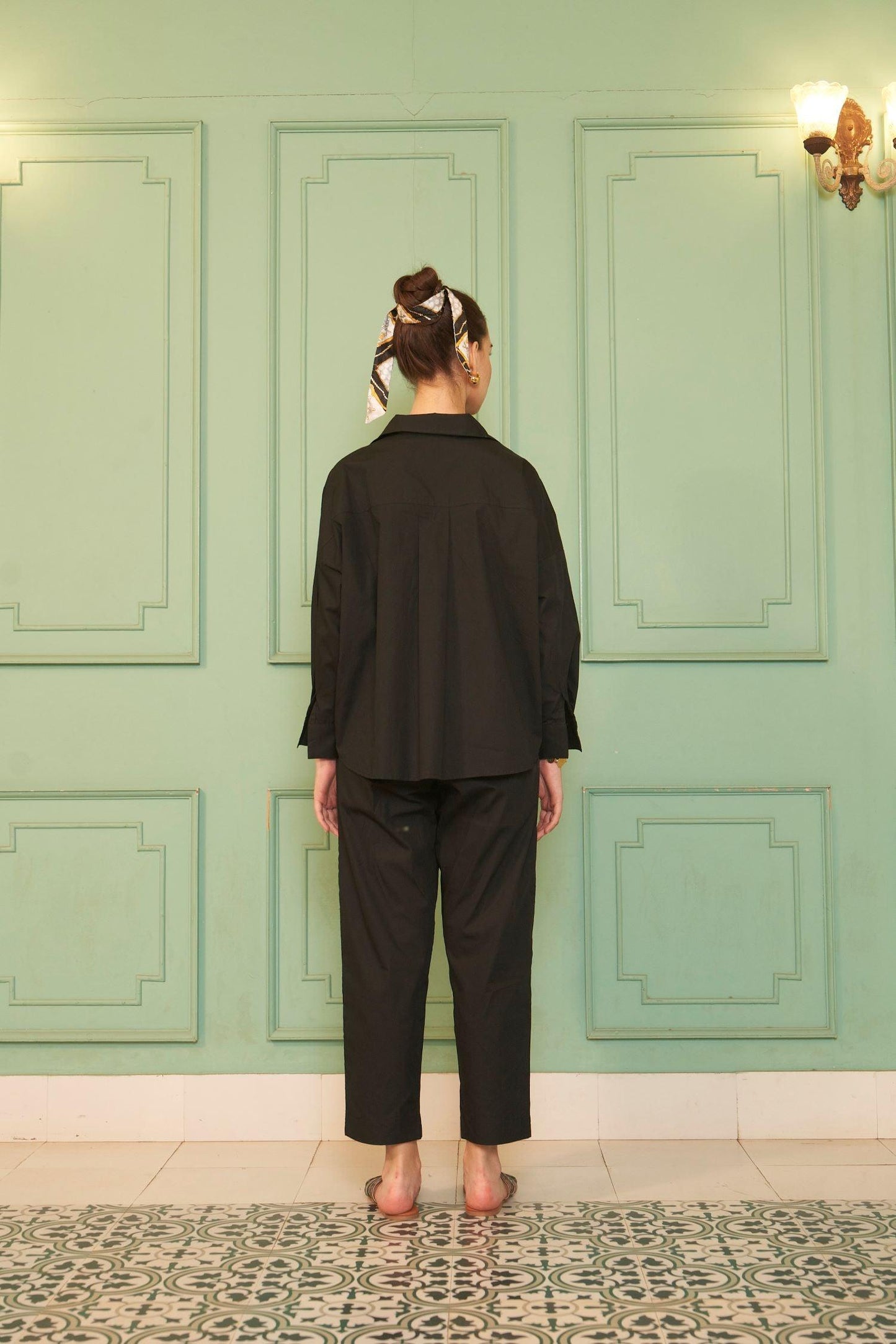 Celeste Set - Black Pleated Oversized Top & Pants Co-ord