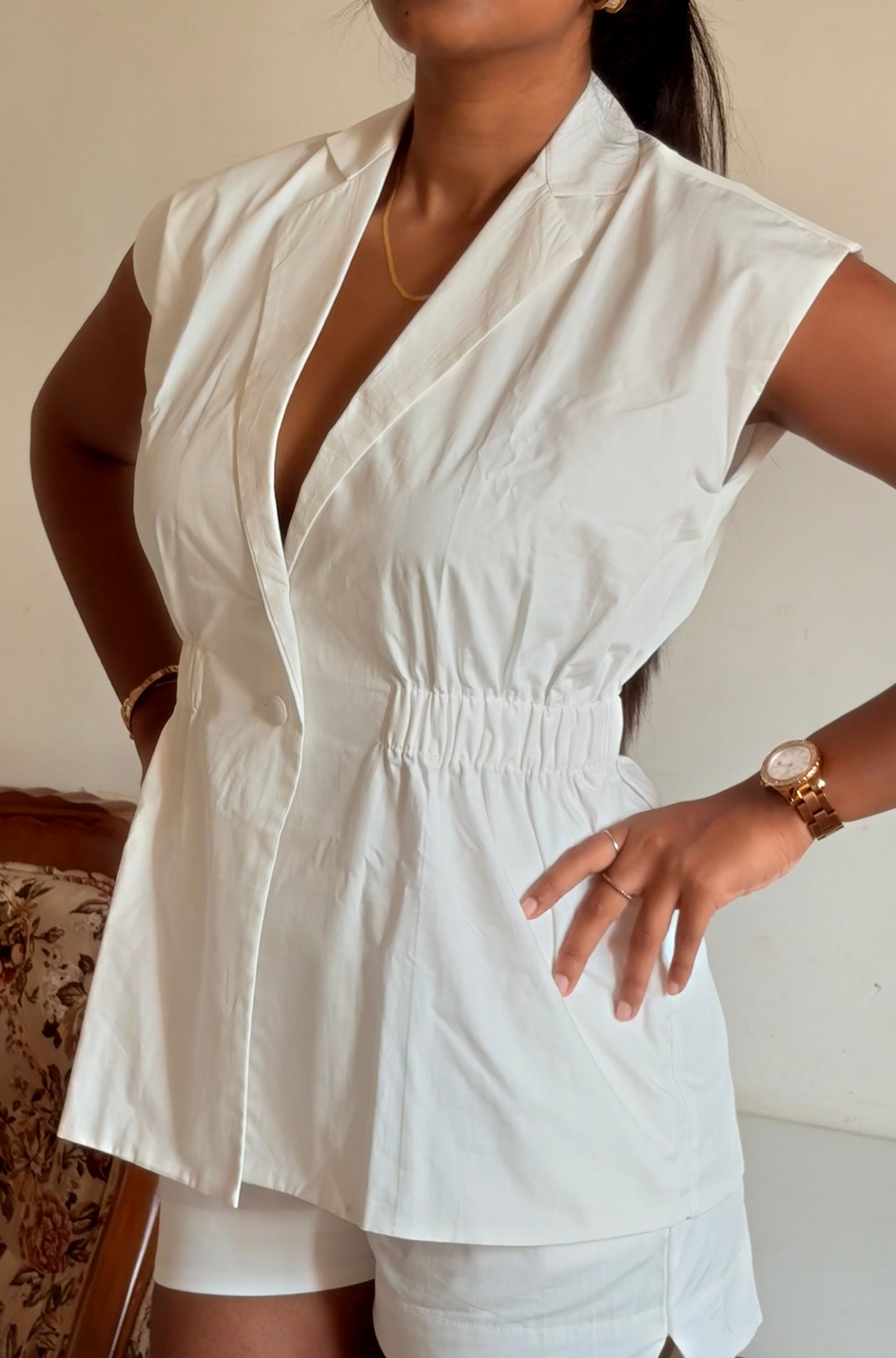 Luna Cap Sleeves Blazer Top & Shorts Set