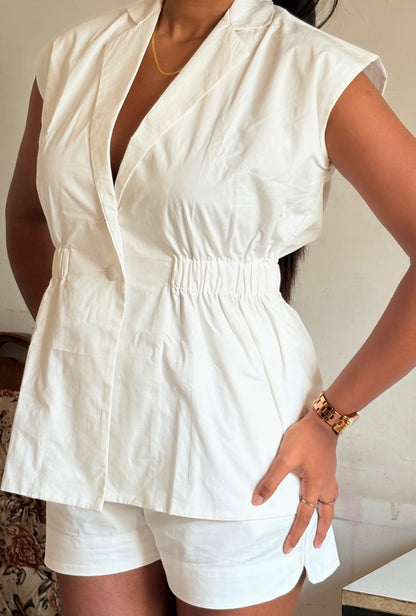 Luna Cap Sleeves Blazer Top & Shorts Set