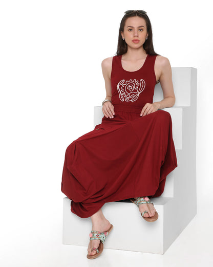 Goro Maroon Dhoti Skirt