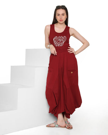 Goro Maroon Dhoti Skirt