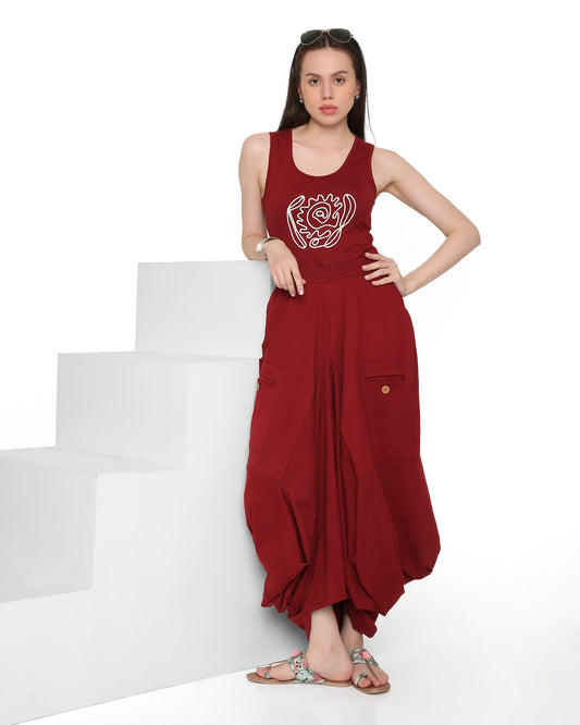 Goro Maroon Dhoti Skirt