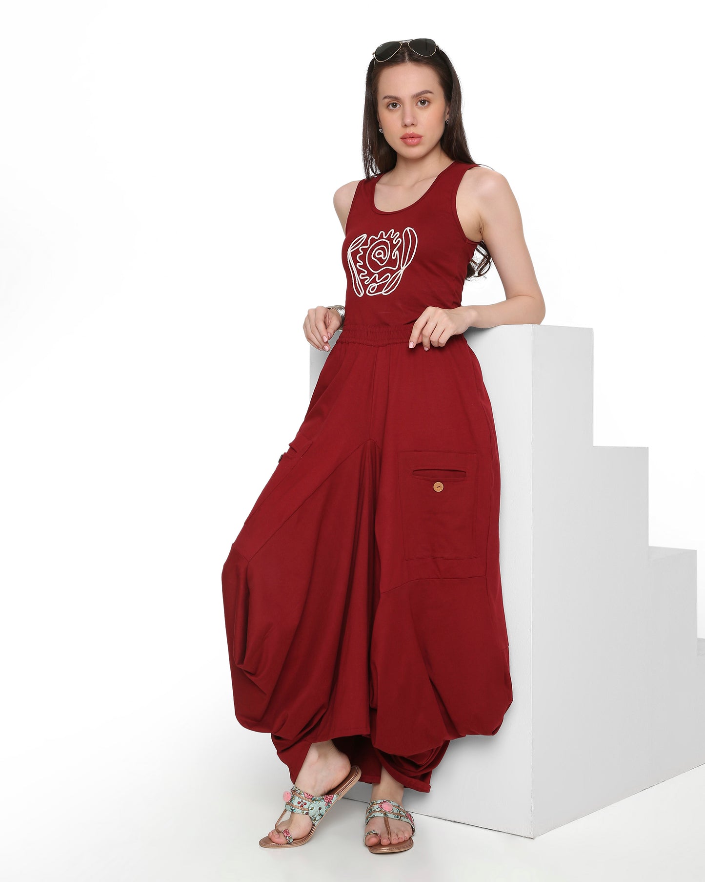 Goro Maroon Dhoti Skirt
