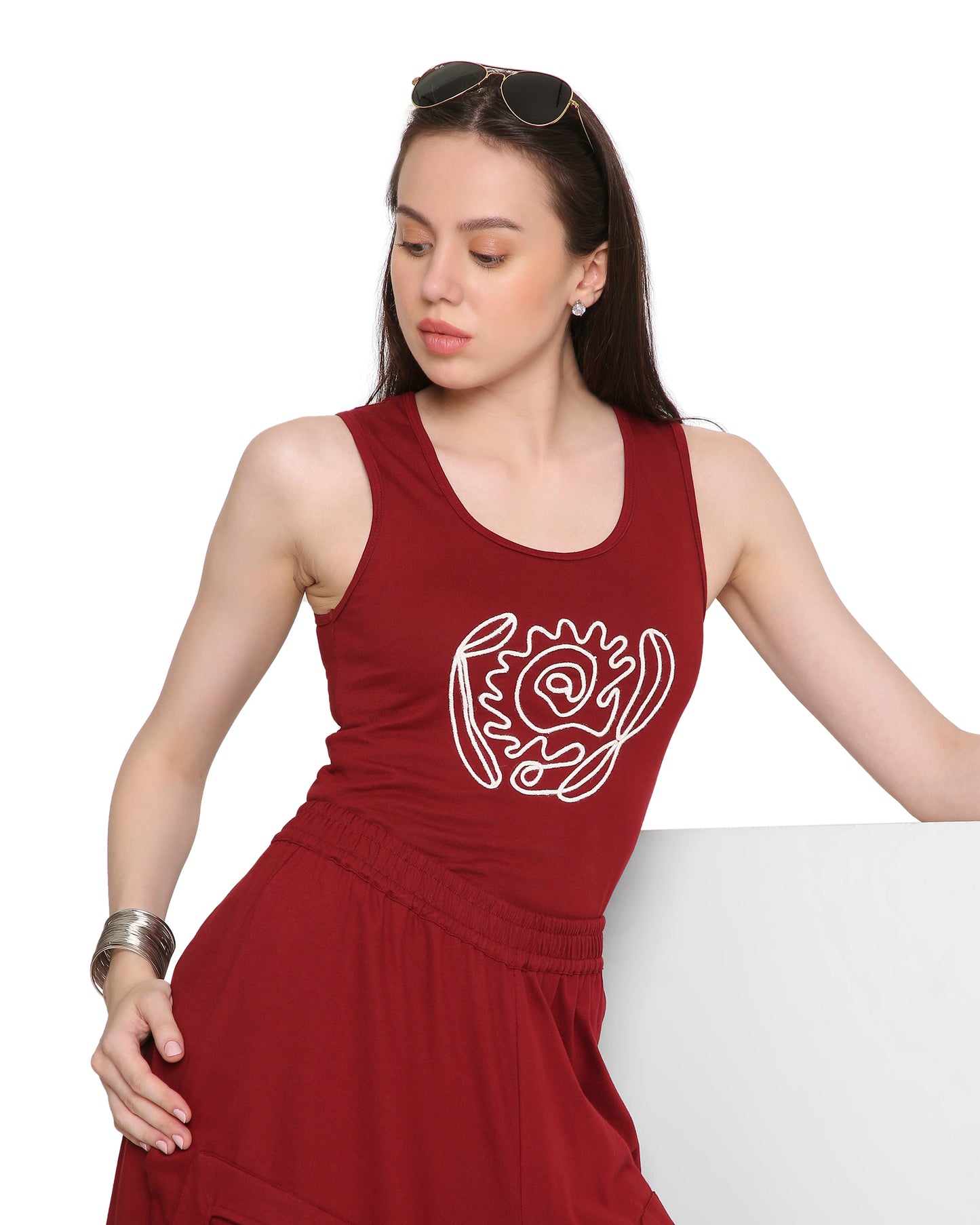 Goro Maroon Dhoti Skirt