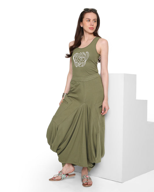 Goro Olive Dhoti Skirt