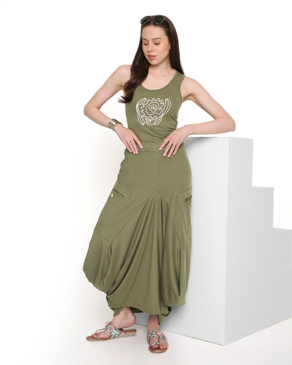 Goro Olive Embroidered Tank Top