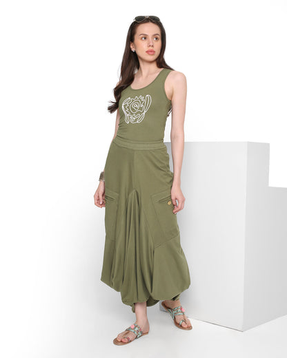 Goro Olive Embroidered Tank Top