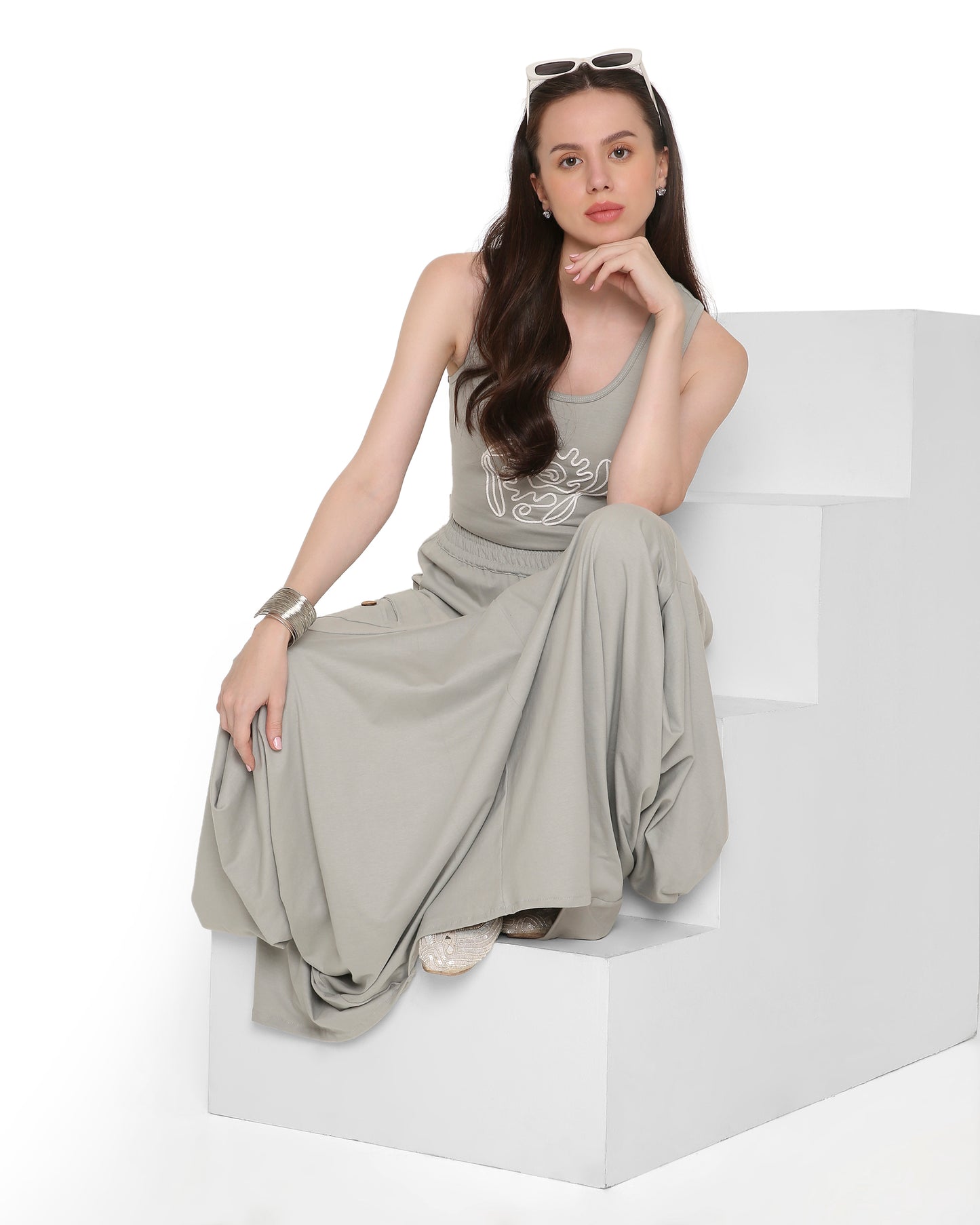 Goro Light Grey Dhoti Skirt