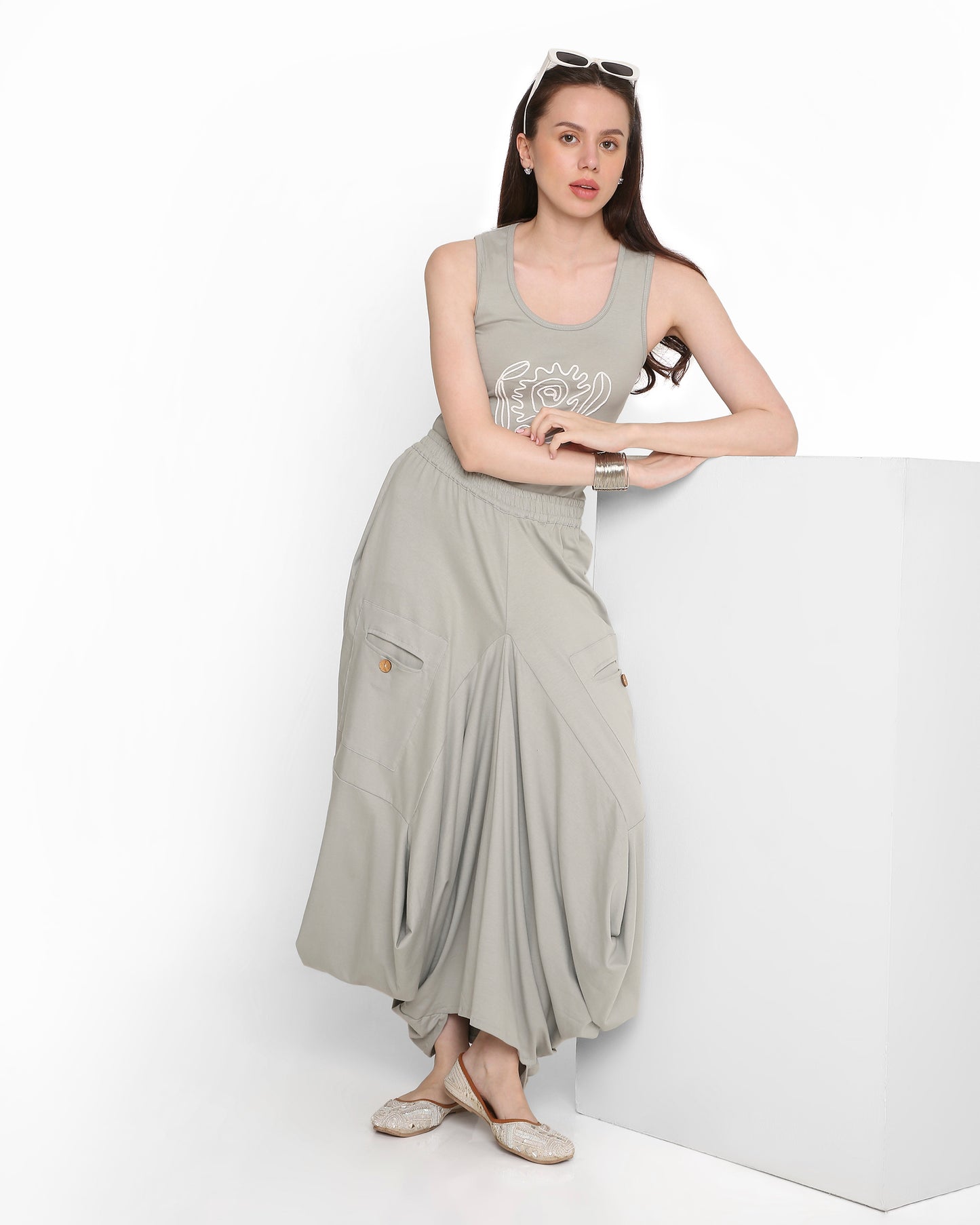 Goro Light Grey Dhoti Skirt