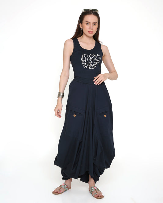 Goro Navy Dhoti Skirt
