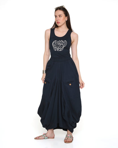 Goro Navy Embroidered Tank Top