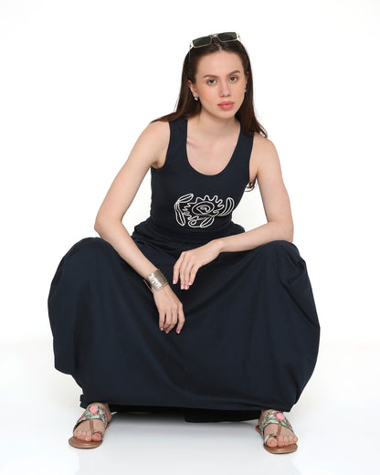 Goro Navy Embroidered Tank Top