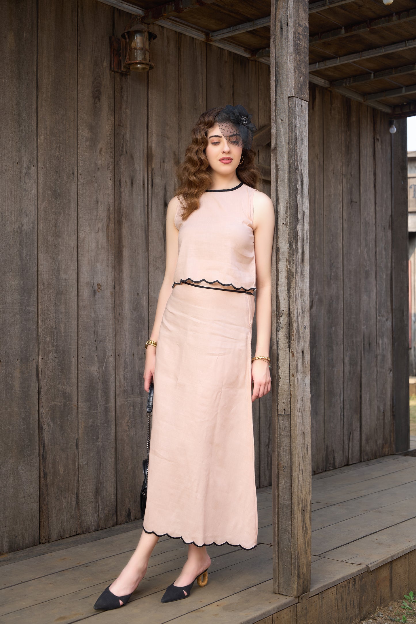 Ava Scalloped Top & Skirt Set