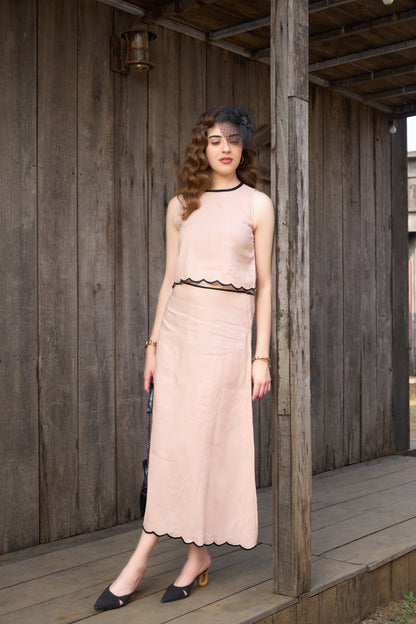 Ava Scalloped Top & Skirt Set