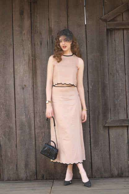 Ava Scalloped Top & Skirt Set
